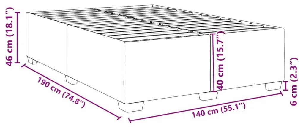 Σκελετός Κρεβατιού Χωρίς Στρώμα Μπλε 140x190 εκ. Υφασμάτινο - Μπλε