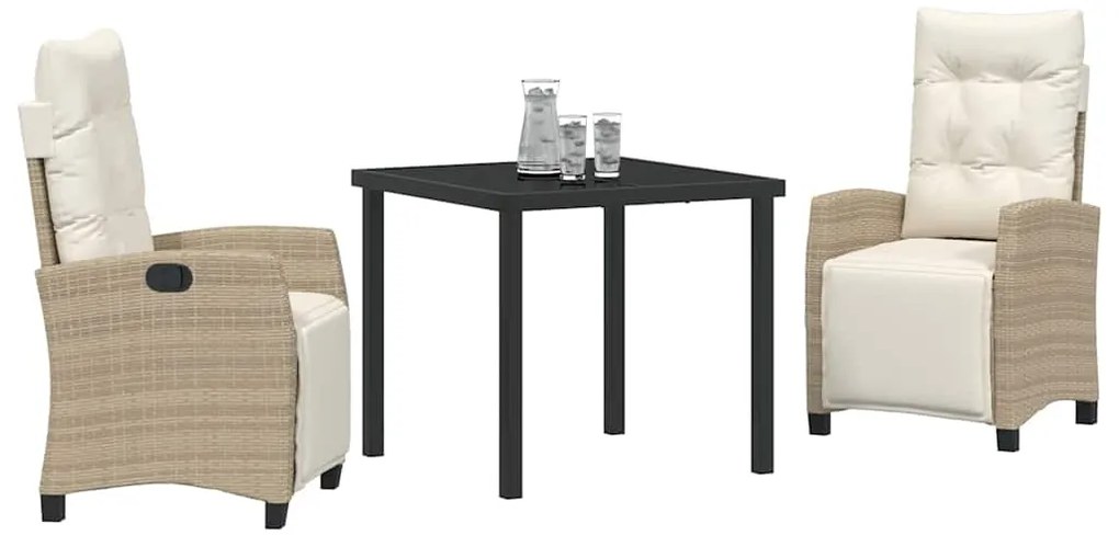 vidaXL Σέτ φαγητού για κήπο 3 pcs Μπεζ συνθετικό ρατάν