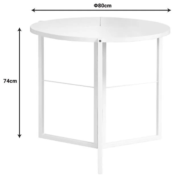 Τραπέζι Talen Πτυσσόμενο σε Λευκό Φ80x74εκ. 80x80x74 εκ.