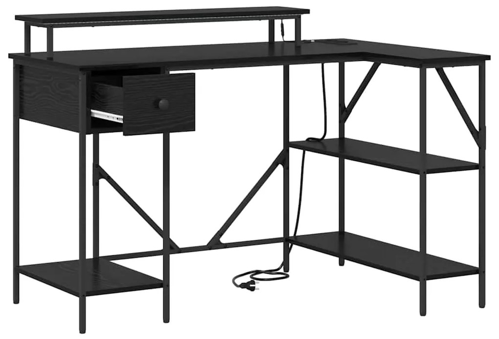 vidaXL Γραφείο Μαύρη Οξυά 120 x 79 x 86,5 εκ. Επεξεργασμένο ξύλο