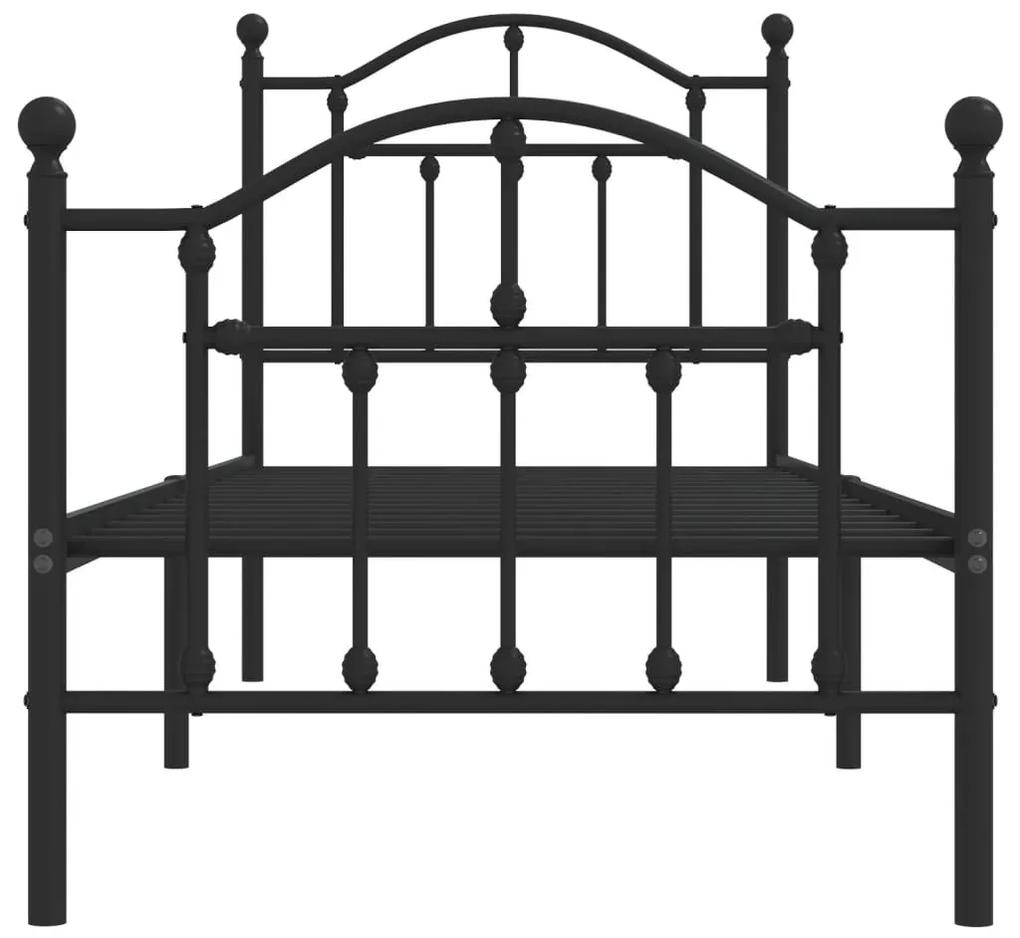 Πλαίσιο Κρεβατιού με Κεφαλάρι&amp;Ποδαρικό Μαύρο 75x190 εκ. Μέταλλο - Μαύρο