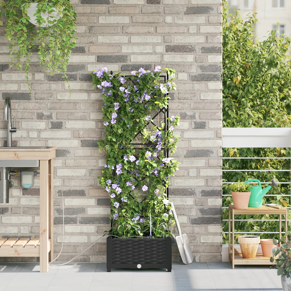 vidaXL Γλάστρες Κήπου 1 τεμ Καφασωτό Μαύρο 40 x 40 x 126 cm Πλαστικό