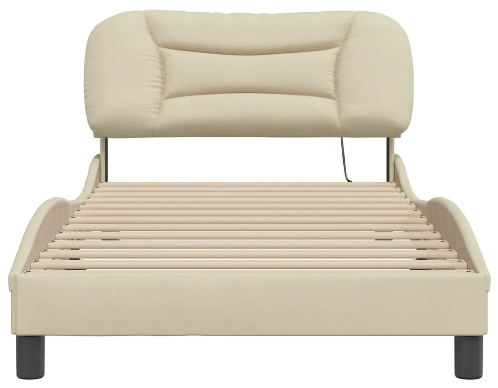 vidaXL Σκελετός Κρεβατιού με LED Χωρίς Στρώμα Hvar Κρεμ 100 x 200 εκ.