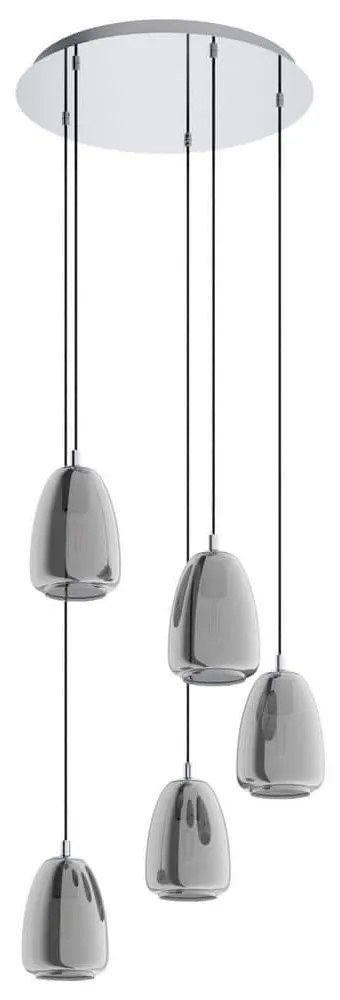 Φωτιστικό Οροφής Κρεμαστό Alobrase 98617 Black-Clear Eglo Metal, Glass