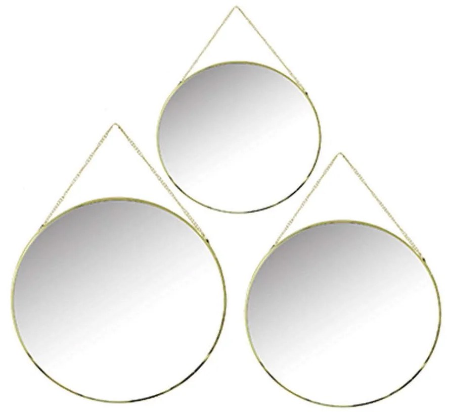 Καθρέπτης Τοίχου Στρογγυλός Cora (Σετ 3Τμχ) 1360179 Gold Mirrors &amp; More Metal, Glass