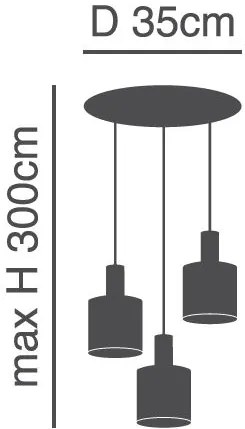 Φωτιστικό Οροφής  SE21-BL-4-3BL-SH3 ADEPT TUBE Black Pendant Brown Fabric Shade+ - 51W - 100W - 77-8523