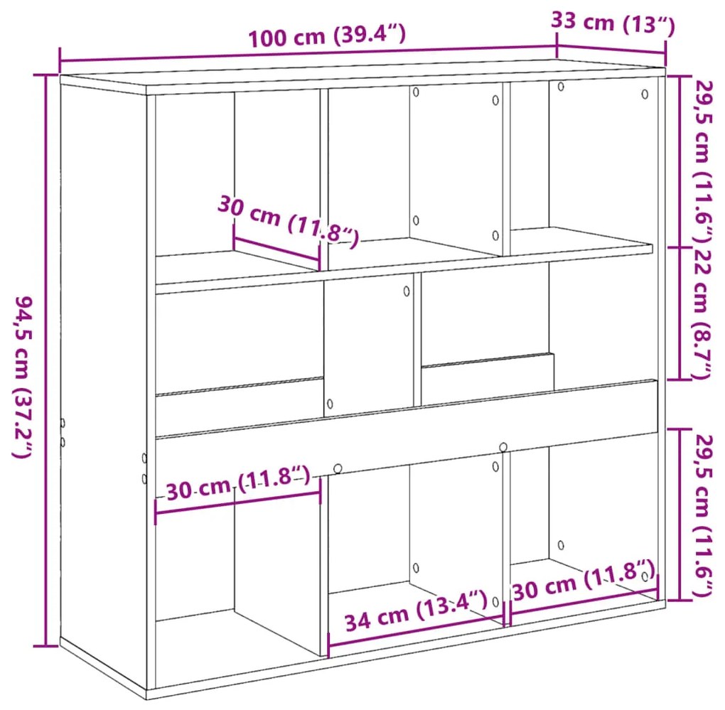 ΒΙΒΛΙΟΘΗΚΗ/ΔΙΑΧΩΡΙΣΤΙΚΟ ΧΩΡΟΥ ΜΑΥΡΟ 100X33X94,5 ΕΚ. 854473