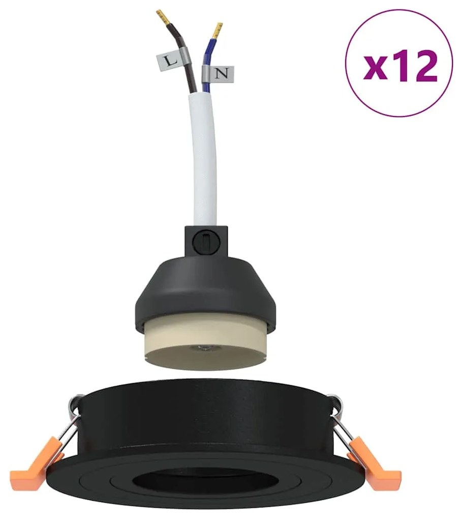 vidaXL Spotlights με προβολείς 12 pcs Μαύρο 9 x 9 x cm Αλουμίνιο