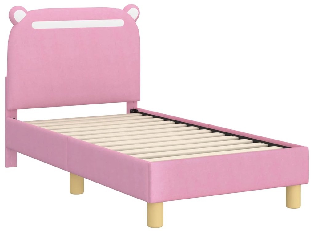 vidaXL Κρεβατική βάση για παιδιά με προσκέφαλο Ροζ 70 x 140 cm ύφασμα