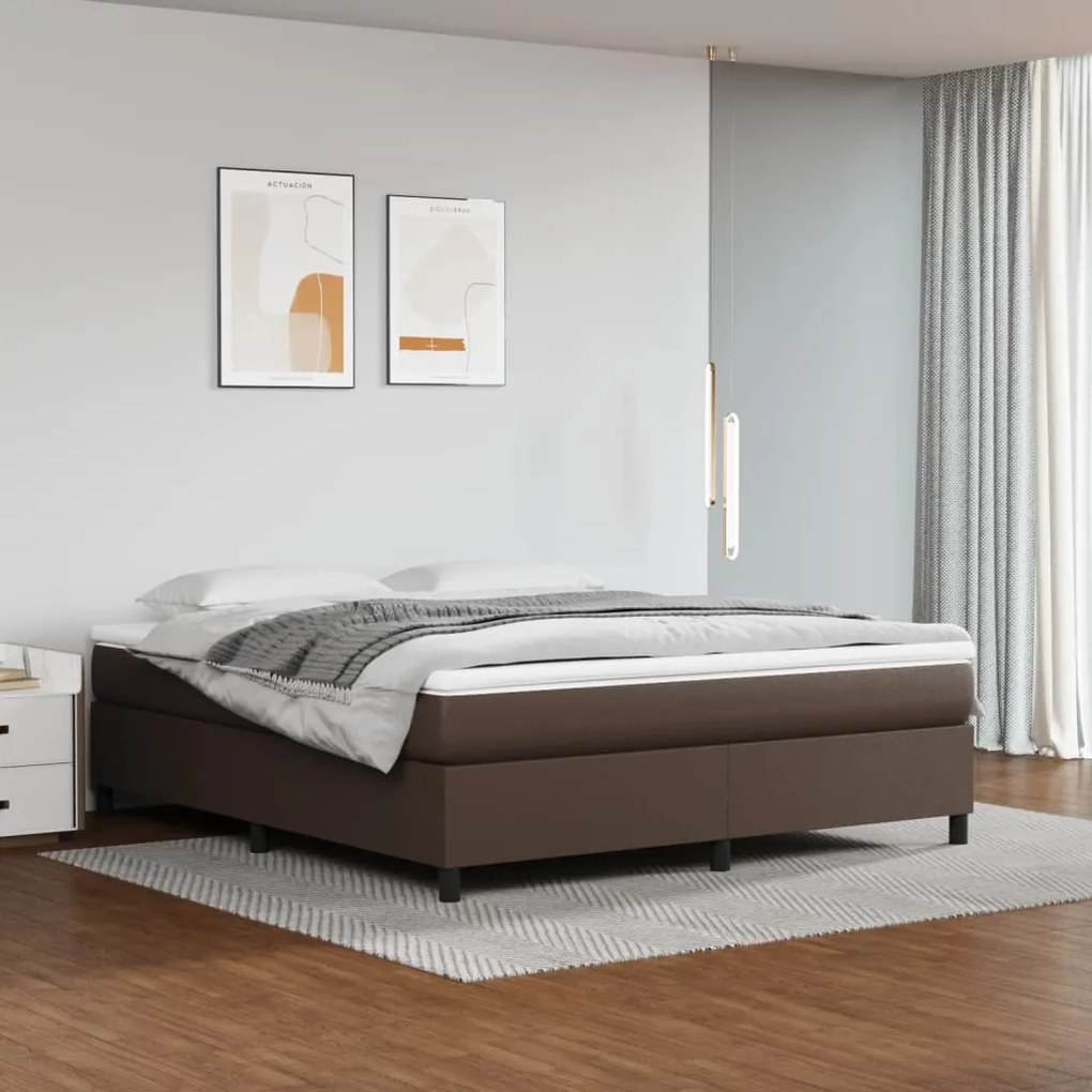 vidaXL Πλαίσιο Κρεβατιού Καφέ 160x200 εκ. από Συνθετικό Δέρμα