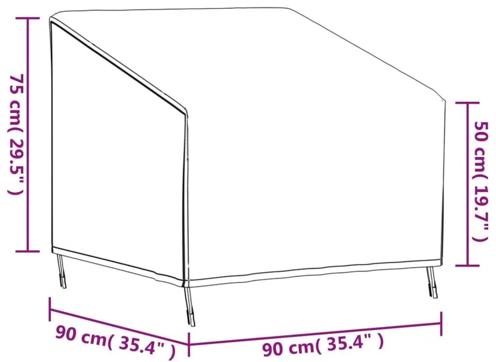 Κάλυμμα Καρέκλας Κήπου Μαύρο 90x90x50/75 εκ. 420D Ύφ. Oxford - Μαύρο