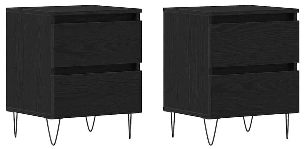 vidaXL Κομοδίνο 2 pcs Μαύρη δρυς 40 x 35 x 50 εκ. Επεξεργασμένο ξύλο