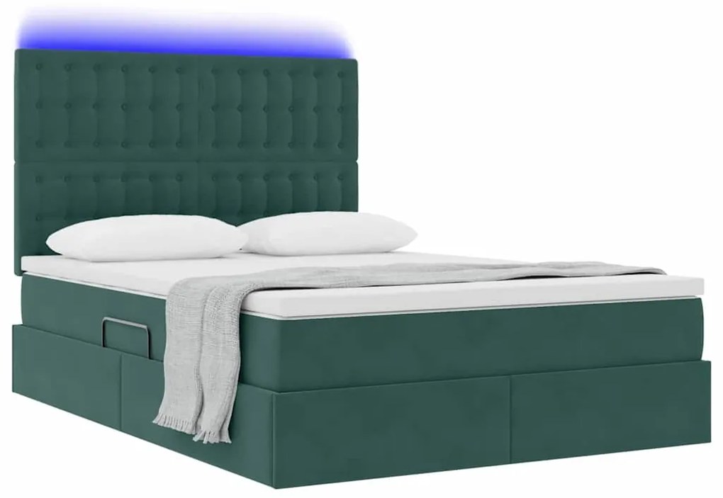 vidaXL Κρεβάτι με αποθηκευτικό χώρο και LED 140 x 190 cm Βελούδο