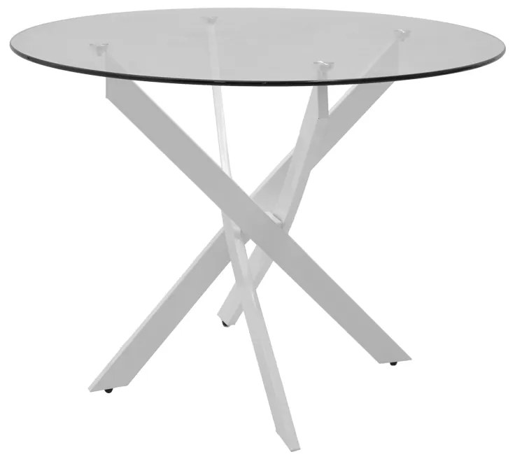 Τραπέζι Antoro pakoworld γυαλί και μεταλλικά πόδια σε λευκή απόχρωση Φ100x75εκ