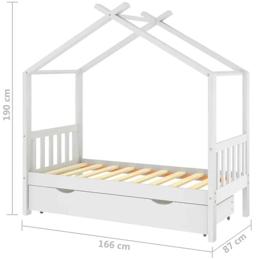 Πλαίσιο Παιδικού Κρεβατιού+Συρτάρι Λευκό Τύπου Montessori 80x160 εκ. Ξύλο Πεύκου - Λευκό
