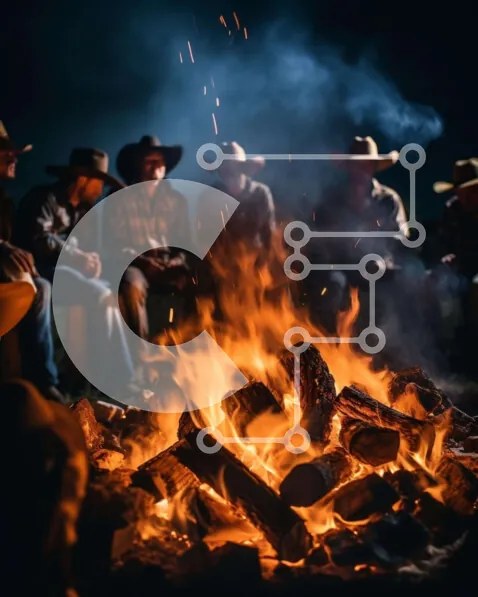 Intra Συλλεκτικό Ξύλινο Παζλ Plywood  4mm - Cowboys by the Fire Pit Σε Ξύλινο Κουτί - Διαστάσεις Puzzle: 10x10 cm – 25 κομμάτια