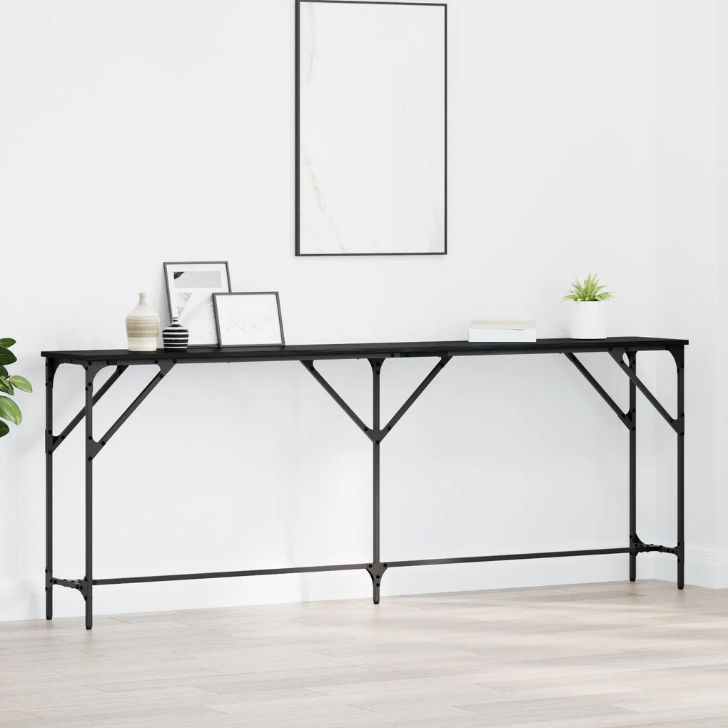 vidaXL Κονσόλα Μαύρη Δρυς 200x29x75 εκ. Επεξεργασμένο Ξύλο