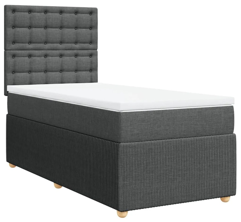 ΚΡΕΒΑΤΙ BOXSPRING ΜΕ ΣΤΡΩΜΑ ΣΚΟΥΡΟ ΓΚΡΙ 100X200 ΕΚ. ΥΦΑΣΜΑΤΙΝΟ 3294282