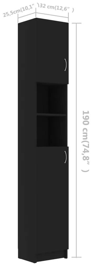 Στήλη Μπάνιου Μαύρη 32 x 25,5 x 190 εκ. από Μοριοσανίδα - Μαύρο