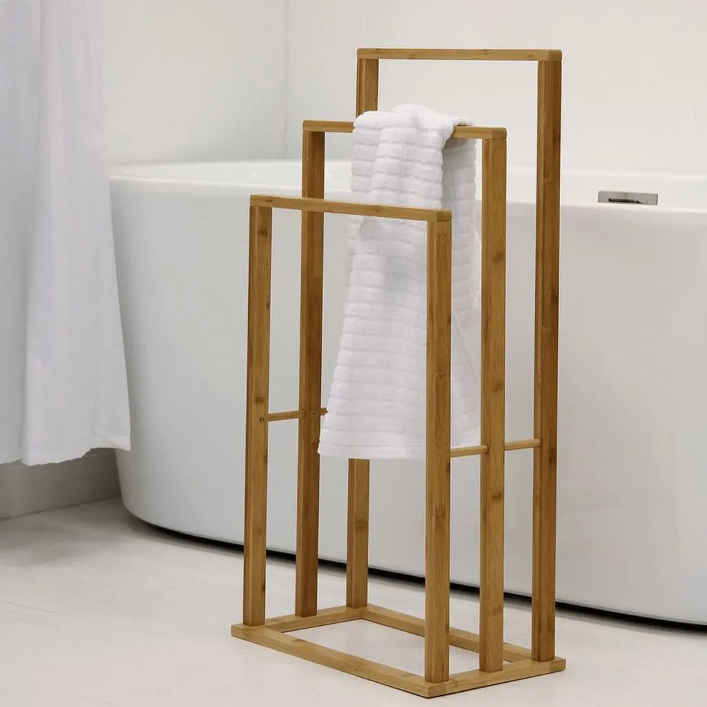 Bathroom Solutions Κρεμάστρα για Πετσέτες με 3 Mπάρες από Μπαμπού