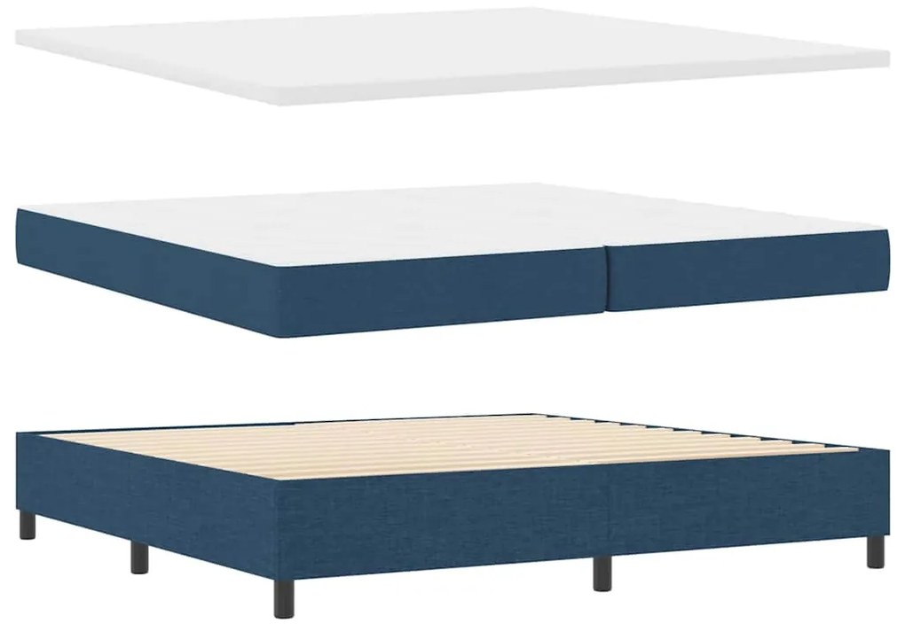 vidaXL Κρεβάτι με ελατήρια με στρώμα Μπλε 200 x 200 cm ύφασμα