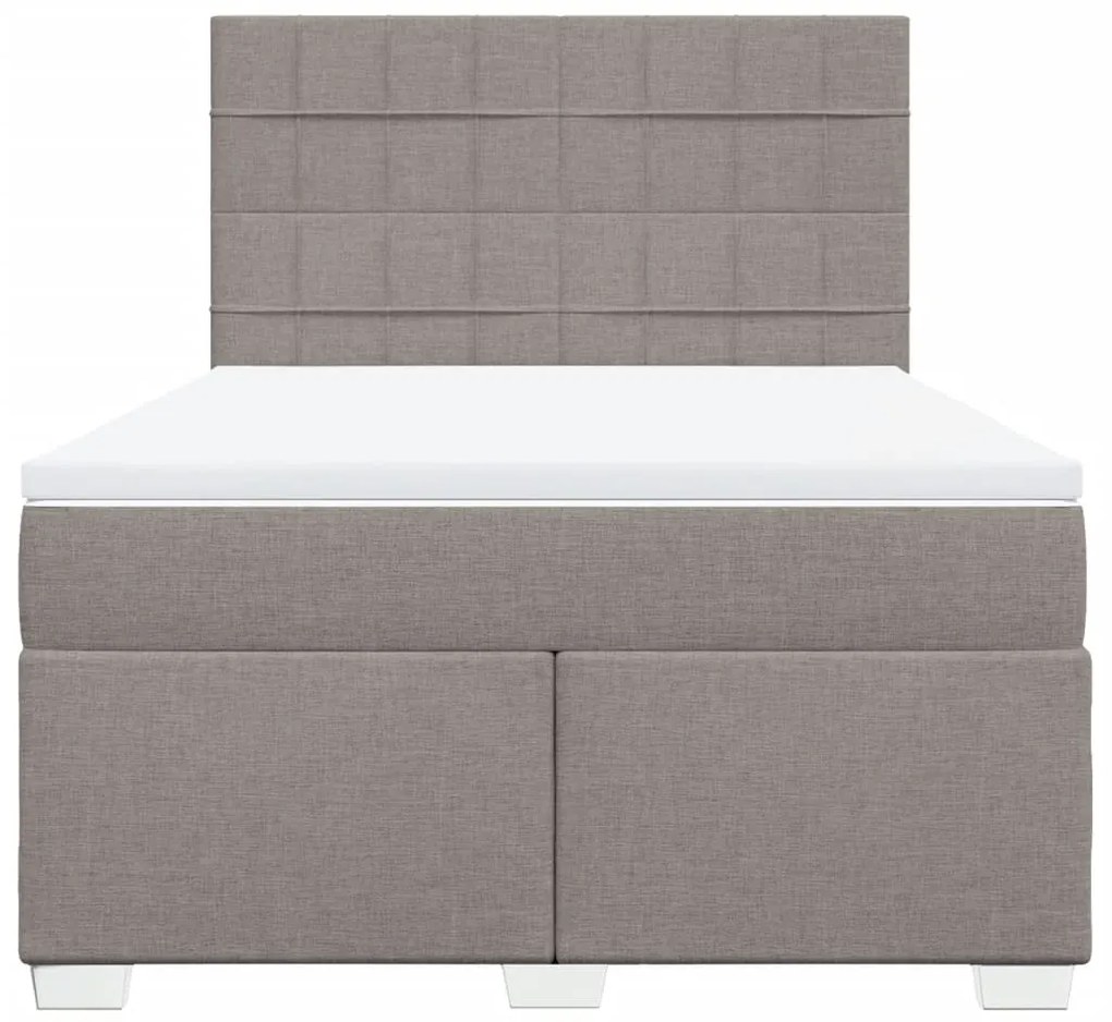 Κρεβάτι Boxspring με Στρώμα Taupe 140x200 εκ. Υφασμάτινο - Μπεζ-Γκρι