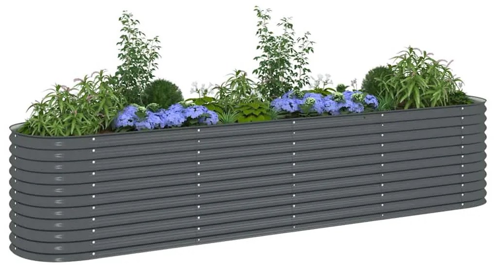 vidaXL Ζαρντινιέρα Υπερυψωμένη Γκρι 400x80x81 εκ. Γαλβανισμ. Χάλυβας