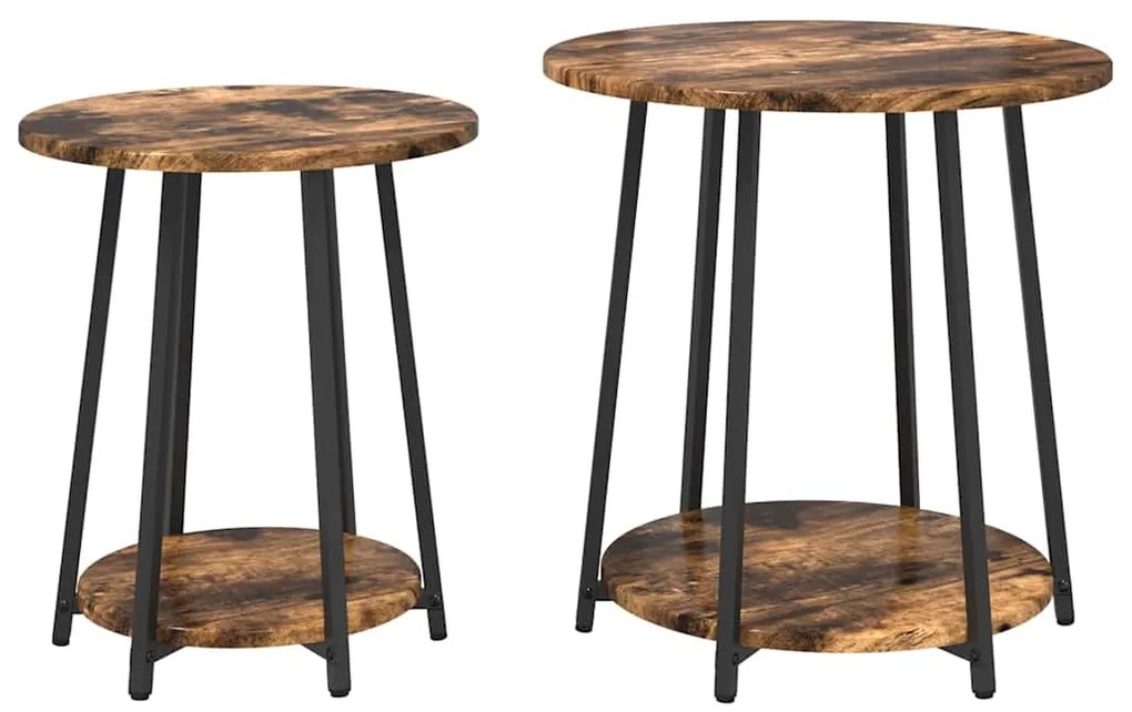 vidaXL Σετ βοηθητικά τραπεζάκια 2 pcs Καπνιστή βελανιδιά και Μαύρο