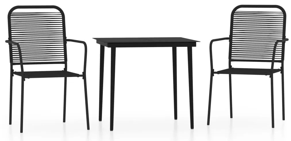 vidaXL Σετ Τραπεζαρίας Κήπου 3 Τεμαχίων Μαύρο