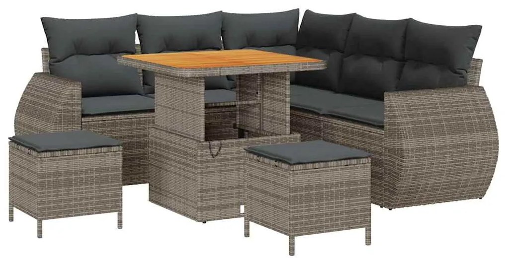 vidaXL Σετ Καναπέ Κήπου 8 pcs Γκρι συνθετικό ρατάν