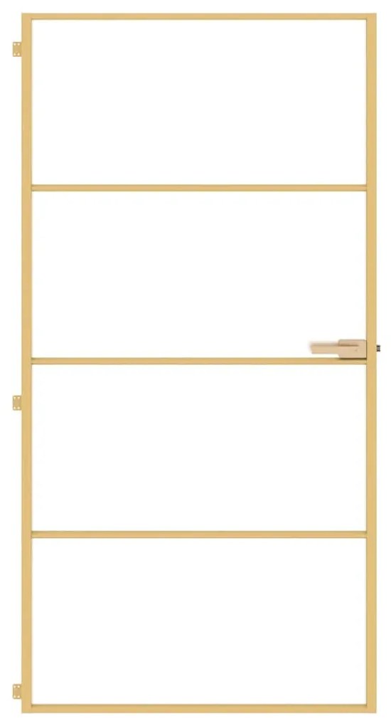 vidaXL Εσωτερική Πόρτα Χρυσή 102,5x201,5 εκ. Ψημένο Γυαλί &amp; Αλουμίνιο