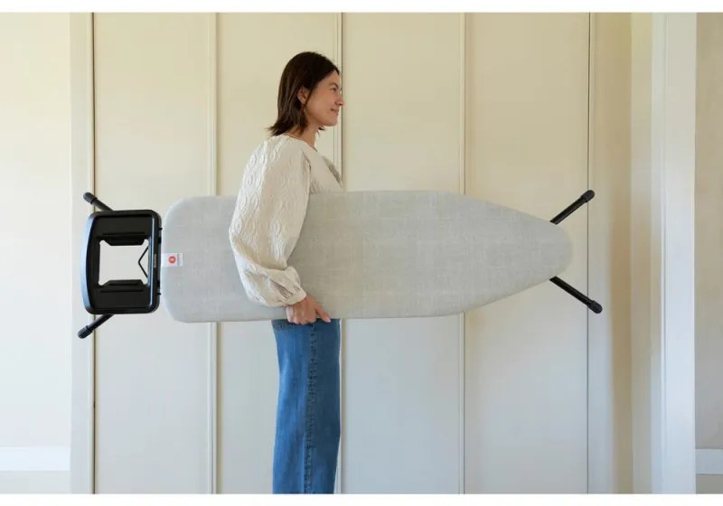 Τραπέζι σιδερώματος Brabantia B 1008893, 124x38 cm, 7 θέσεις ρύθμισης, Μεγάλη θήκη σίδερου, Ανοιχτό γκρι