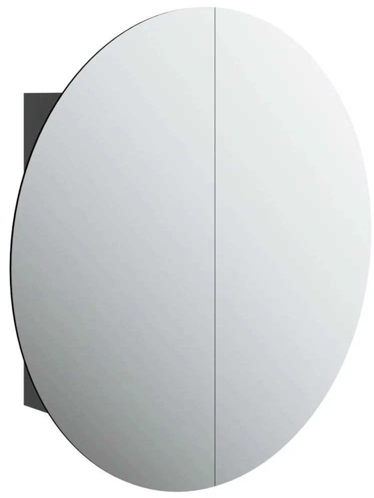 vidaXL Ντουλάπι Μπάνιου με Στρογγυλό Καθρέφτη&amp;LED Μαύρο 54x54x17,5 εκ.