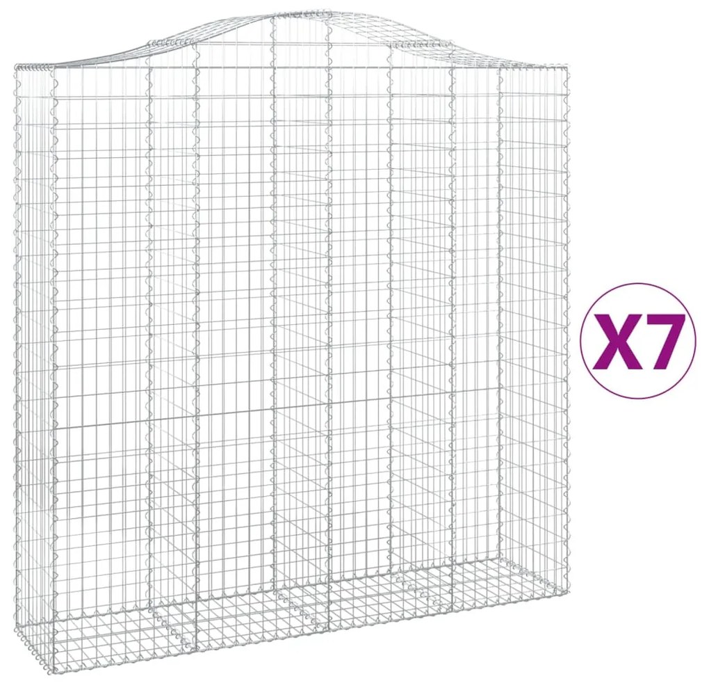 vidaXL Συρματοκιβώτια Τοξωτά 7 τεμ. 200x50x200/220 εκ. Γαλβαν. Ατσάλι