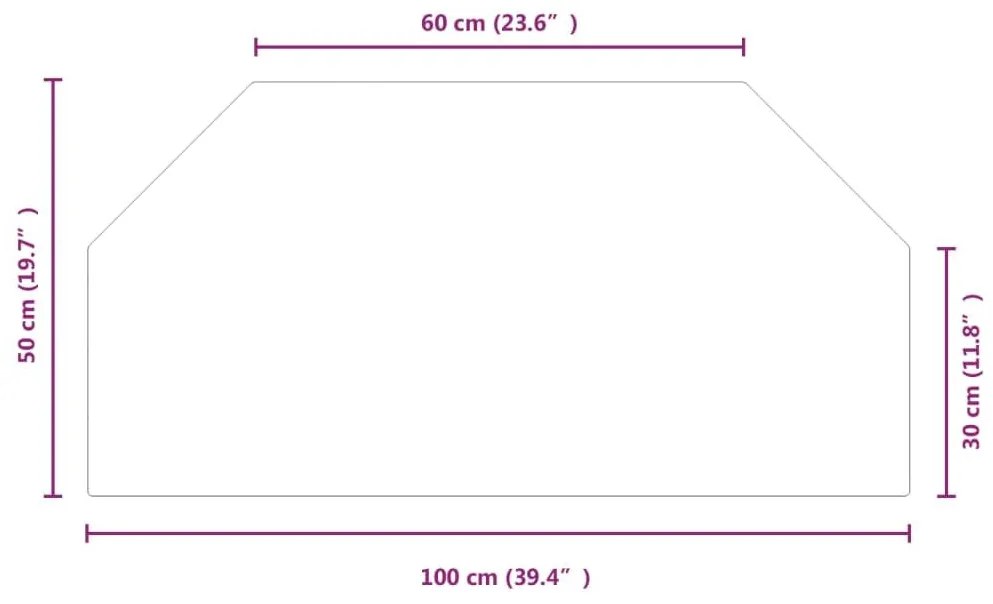 Πλάκα Τζακιού Εξάγωνη 100 x 50 εκ. Γυάλινη