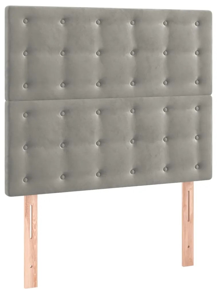 vidaXL Κεφαλάρι Κρεβατιού LED Ανοιχτό Γκρι 90x5x118/128 εκ. Βελούδινο
