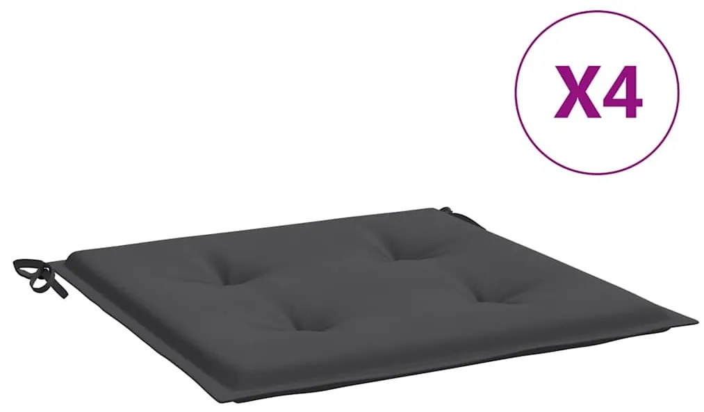vidaXL Μαξιλάρια Καρέκλας Κήπου 4τεμ Ανθρακί 50x50x4 εκ. Oxford Ύφασμα