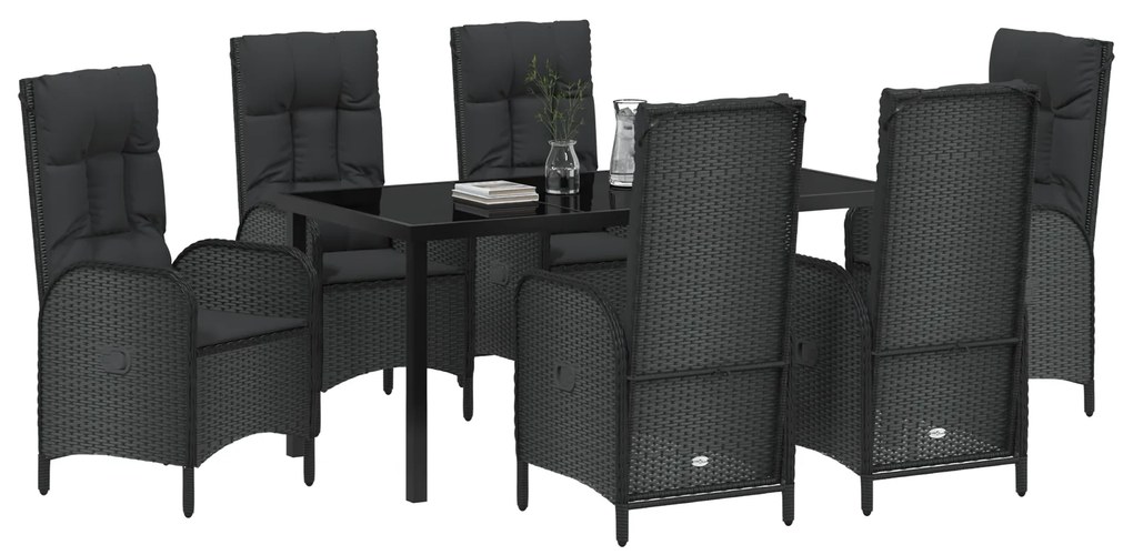 vidaXL Σετ κήπου 7 τεμαχίων , μαύρο πολυ rattan.