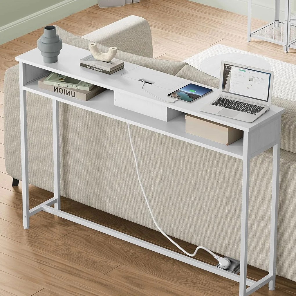 Κονσόλα Εισόδου Με Ενσωματωμένες Πρίζες &amp; USB (120x25x81) Vasagle LNT111W01