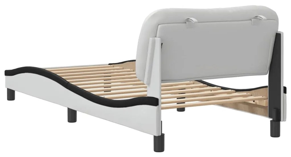 vidaXL Πλαίσιο κρεβατιού χωρίς Στρώμα Hvar Λευκό/Μαύρο 90x200εκ. Συνθ. Δέρμα