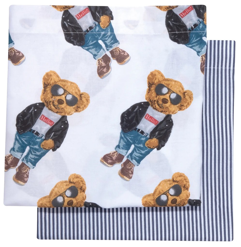 Σετ Σεντόνια Polycotton Λίκνου 70x120εκ. Essential Baby 8838 Λευκό-Μαύρο-Μπλε Greenwich Polo Club