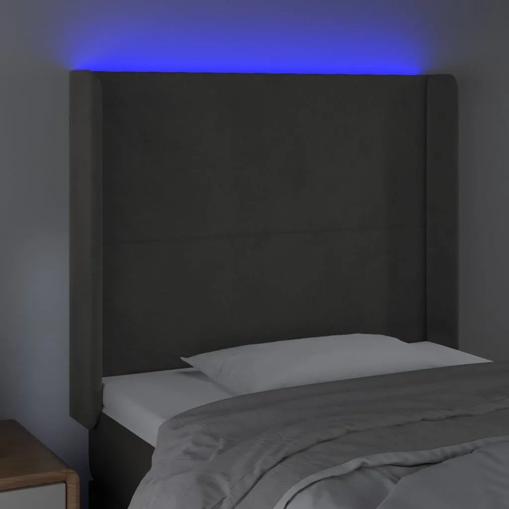 Κεφαλάρι Κρεβατιού LED Σκούρο Γκρι 83x16x118/128εκ. Βελούδινο 3123799