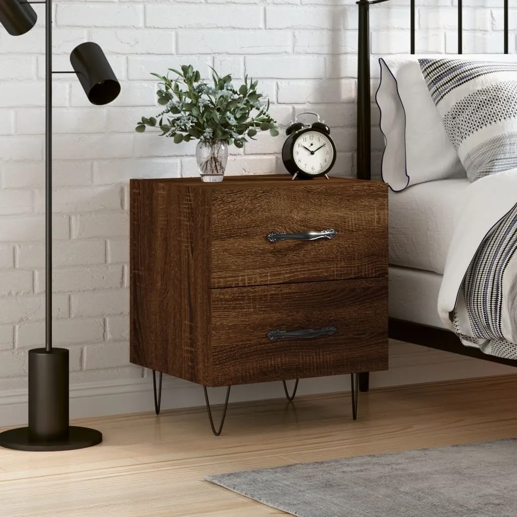 vidaXL Κομοδίνο Καφέ Δρυς 40 x 35 x 47,5 εκ. από Επεξεργ. Ξύλο
