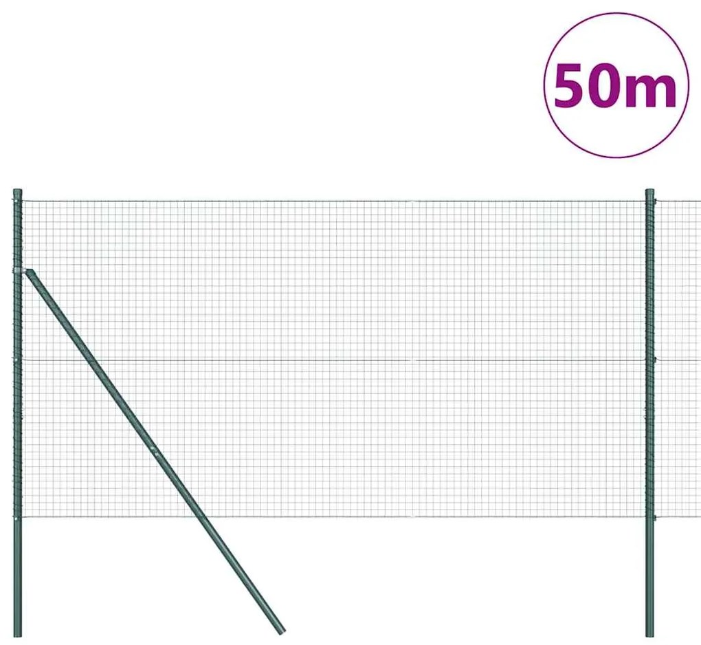 vidaXL Φράχτης με Στήλες. Πράσινο 1.4 x 50 m Ατσάλι