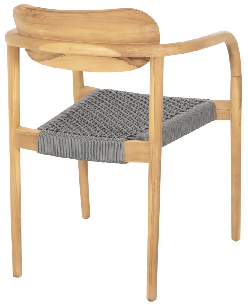 Πολυθρόνα OSLO Ξύλο Teak Φυσικό και Γκρί Σχοινί 55x54x80Yεκ. 55x54x80 εκ.
