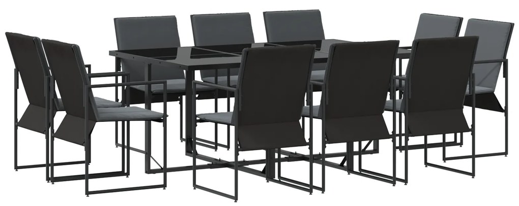 vidaXL Σετ τραπεζαρίας κήπου 13 τεμαχίων  με μαξιλάρια από ατσάλι και τεξτιλέν