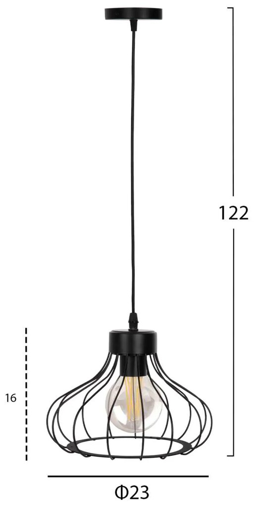 ΦΩΤΙΣΤΙΚΟ ΟΡΟΦΗΣ ΚΡΕΜΑΣΤΟ HM4114 ΜΑΥΡΟ ΜΕΤΑΛΛΙΚΟ ΣΦΑΙΡΙΚΟ ΚΑΠΕΛΟ Φ23x122Yεκ.
