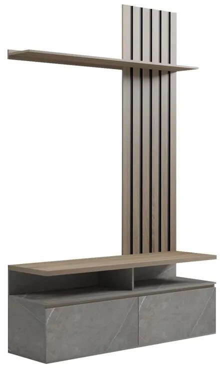 Σύνθετο σαλονιού Perlento σε μπεζ μαρμάρου με sonoma απόχρωση 140x41x219.5εκ 14x41x219.5 εκ.