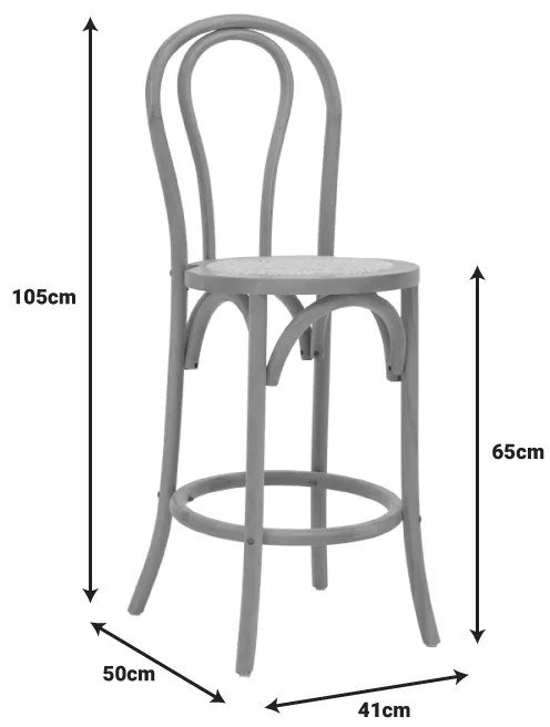 ΣΚΑΜΠΟ ΜΠΑΡ THONET PAKOWORLD ΦΥΣΙΚΟ ΞΥΛΟ ΟΞΙΑΣ-ΕΔΡΑ ΦΥΣΙΚΟ RATTAN 41X50X105ΕΚ