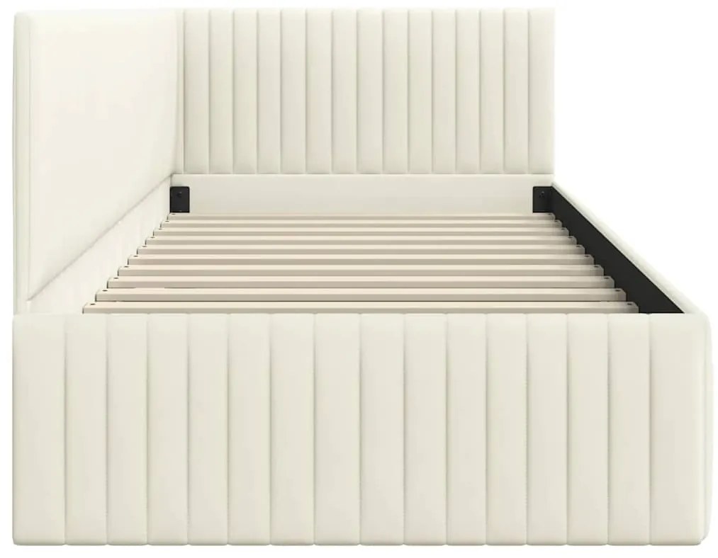 vidaXL Κρεβάτι Γωνίας με κεφαλάρι Κρεμ 90 x 190 cm Βελούδο